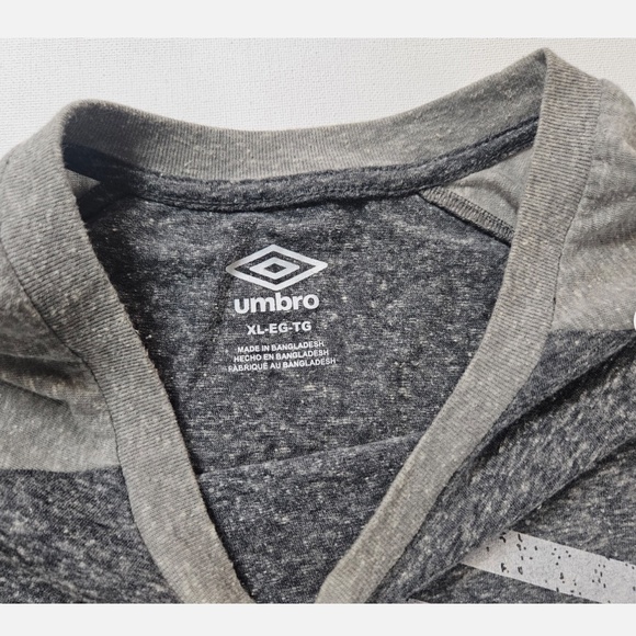 Umbro‎ Shirt Mens XL Gray Raglan Athletic Tee Soccer Logo Short Sleeve Classic - Picture 4 of 8